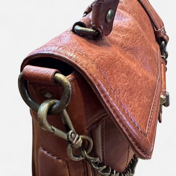 Olivia Heather Genuine Leather Satchel Bag Cognac Brown - Picture 5 of 11